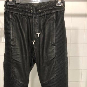 WOMANS LIMITED EDITION BALMAIN X H&M  BLACK CHIC LEATHER BIKER JOGGERS SIZE XS